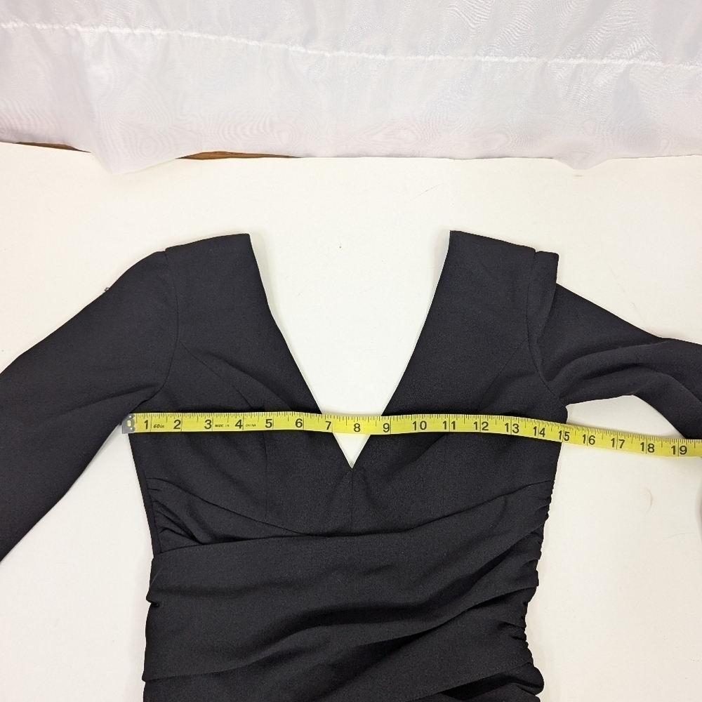 Dress the Population Drew V-Neck Long Sleeve Stretch Mini Dress - Picture 6 of 8